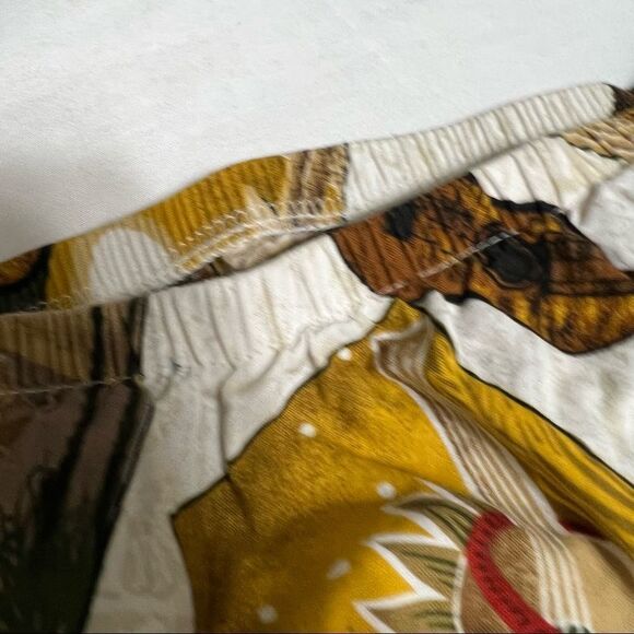 Y2K Vintage Hilo Hattie Cotton Capri Pants Wide Leg Surfer Ukulele Beach Print - Picture 10 of 11